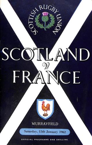 PROGRAMME OFFICIEL DU MATCH ÉCOSSE VS FRANCE DU 13 JANVIER 1962