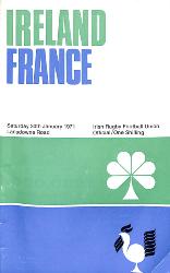 PROGRAMME OFFICIEL DU MATCH IRLANDE VS FRANCE DU 30 JANVIER 1971