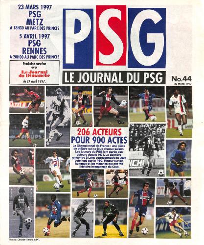 Le journal du PSG N°44 du 23 mars 1997
