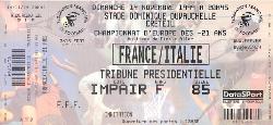 Billet entier France vs Italie (- de 21 ans) du 14 novembre 1999