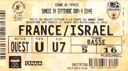 Billet France vs Israël du 4 septembre 2004