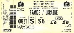 Billet entier France vs Ukraine du 2 juin 2007