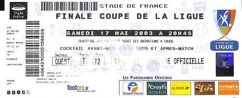 Billet entier FC Sochaux vs A.S. Monaco du 17 mai 2003