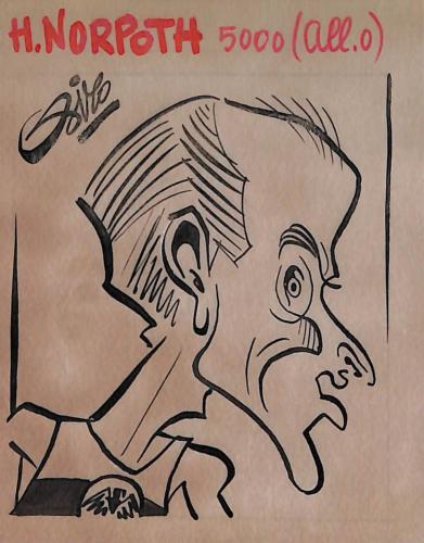 Caricature originale d'Harald NORPOTH (ALL) (Athlétisme