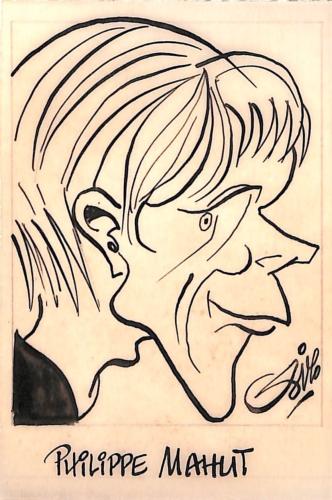 CARICATURE ORIGINALE DE PHILIPPE MAHUT (FC METZ, LE HAVRE, RC PARIS, AS SAINT-ETIENNE, QUIMPER FC)