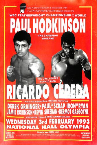 PROGRAMME OFFICIEL DU CHAMPIONNAT DU MONDE ENTRE HODKINSON ET CEPEDA LE 3 FÉVRIER 1993