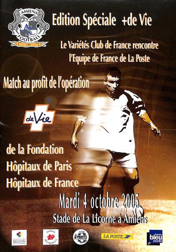 PROGRAMME OFFICIEL DU MATCH LE VARIÉTÉS CLUB VS FRANCE DU 4 OCTOBRE 2005