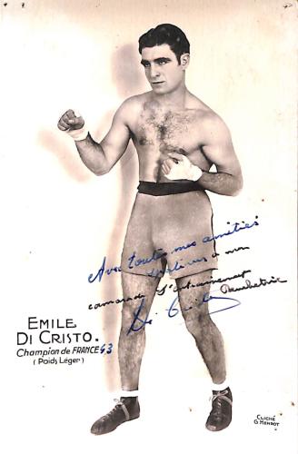 Carte photo dédicacée par Emile Di Cristo.