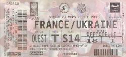 Billet entier France vs Ukraine du 27 mars 1999