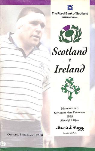 Programme officiel du match Écosse vs Irlande du 4 février 1995