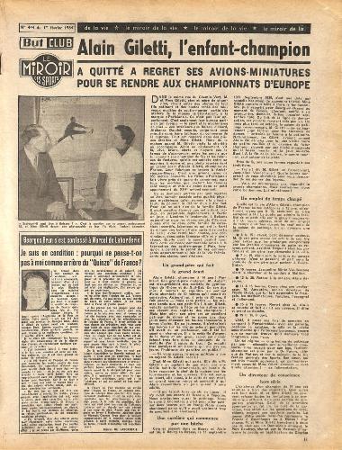 BUT ET CLUB LE MIROIR DES SPORTS SUPPLÉMENT AU N°444 DU 1 FÉVRIER 1954