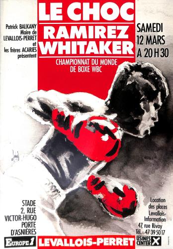 PROGRAMME OFFICIEL DU COMBAT ENTRE RAMIREZ ET WHITAKER LE 12 MARS 1988