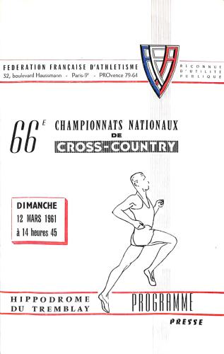 PROGRAMME OFFICIEL 66E CHAMPIONNATS NATIONAUX DE CROSS-COUNTRY 1961