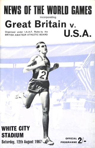 PROGRAMME OFFICIEL ATHLÉTISME GRANDE-BRETAGNE VS USA 1967