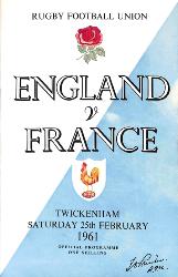 PROGRAMME OFFICIEL DU MATCH ANGLETERRE VS FRANCE DU 25 FÉVRIER 1961
