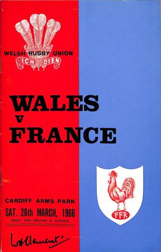 PROGRAMME OFFICIEL DU MATCH PAYS DE GALLES VS FRANCE DU 26 MARS 1966