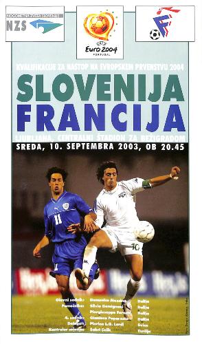 PROGRAMME OFFICIEL DU MATCH SLOVÉNIE VS FRANCE DU 10 SEPTEMBRE 2003