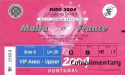 Billet Malte vs France du 16 octobre 2002