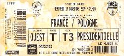 Billet entier France vs Pologne du 17 novembre 2004