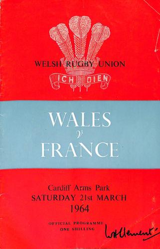 Programme officiel du match Pays de Galles vs France du 21 mars 1964