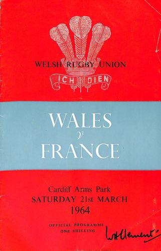 Programme officiel du match Pays de Galles vs France du 21 mars 1964