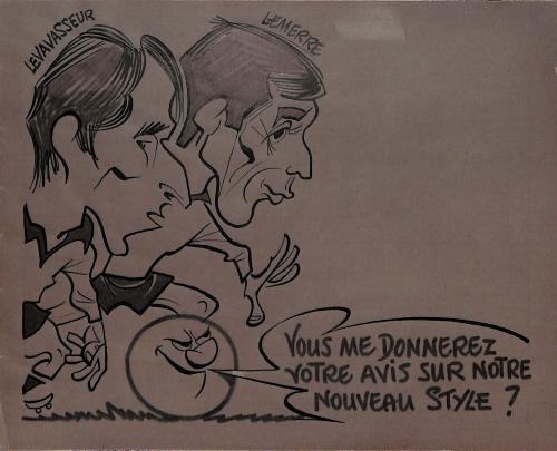 CARICATURE ORIGINALE DE LEVAVASSEUR ET LEMERRE (RC PARIS-SEDAN/NANTES)