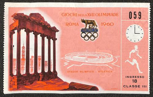BILLET DES JEUX OLYMPIQUES DE ROME 1960 