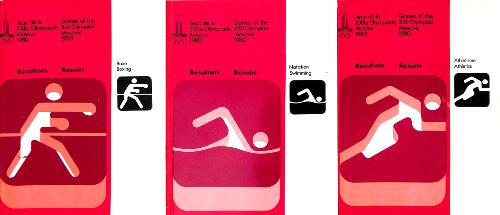ENSEMBLE DE 21 FASCICULES DES RÉSULTATS OFFICIELS DES JEUX OLYMPIQUES DE MOSCOU 1980