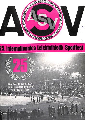 PROGRAMME OFFICIEL FESTIVAL SPORTIF INTERNATIONAL ATHLÉTISME 1970