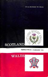 PROGRAMME OFFICIEL DU MATCH ÉCOSSE VS PAYS DE GALLES DU 6 FÉVRIER 1965