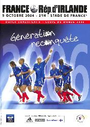 PROGRAMME OFFICIEL DU MATCH FRANCE VS RÉP. D'IRLANDE DU 9 OCTOBRE 2004