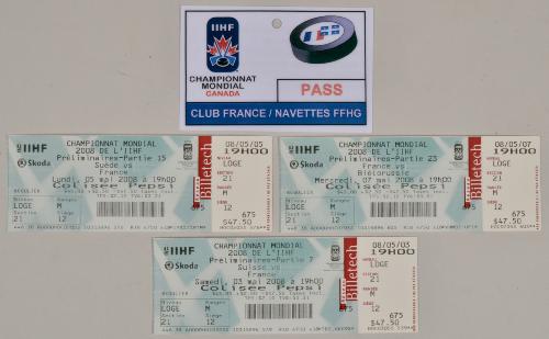 TICKETS CHAMPIONNAT DU MONDE HOCKEY SUR GLACE 2008