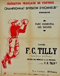 AFFICHE ENTOILÉE PASSE PARTOUT F.C. TILLY ANNÉES 50
